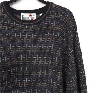 FLORENCE TRICOT Men's Sweater LARGE Vintage ITALY MADE Knit Geometric WOOL Blend